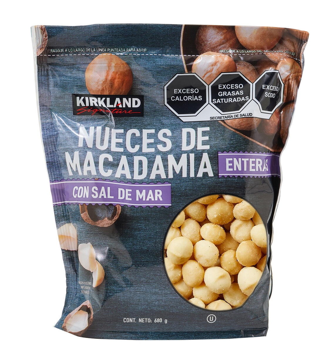 Kirkland Signature Nueces de Macadamia con Sal de Mar 680 g