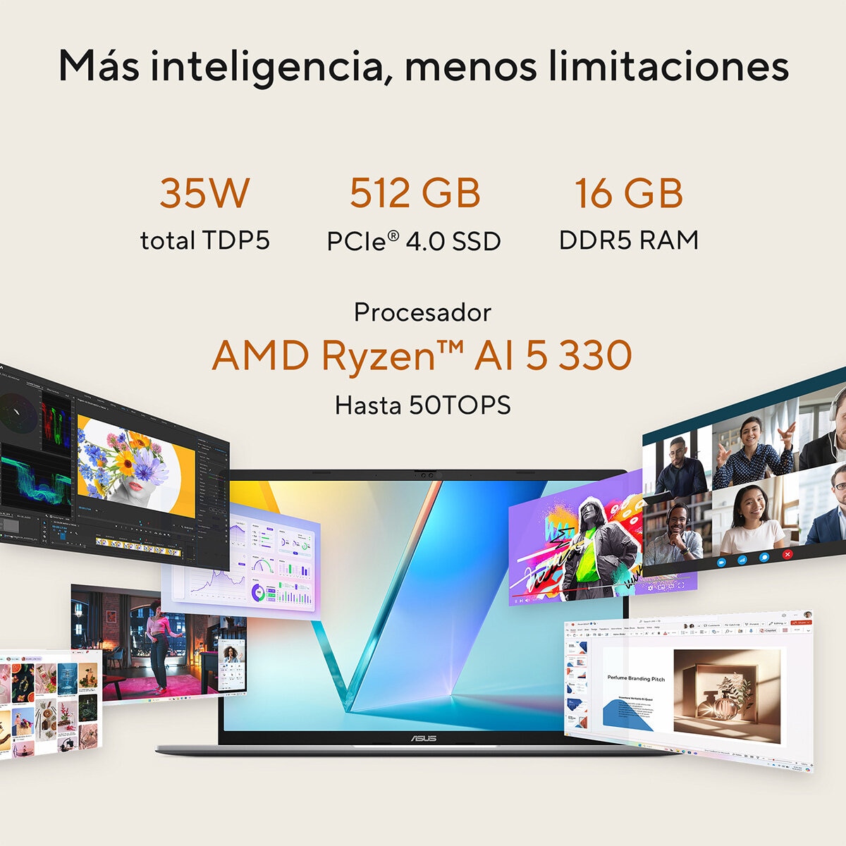 ASUS Vivobook S16 Laptop 16" FHD AMD Ryzen AI 5 330 16GB 512GB SSD