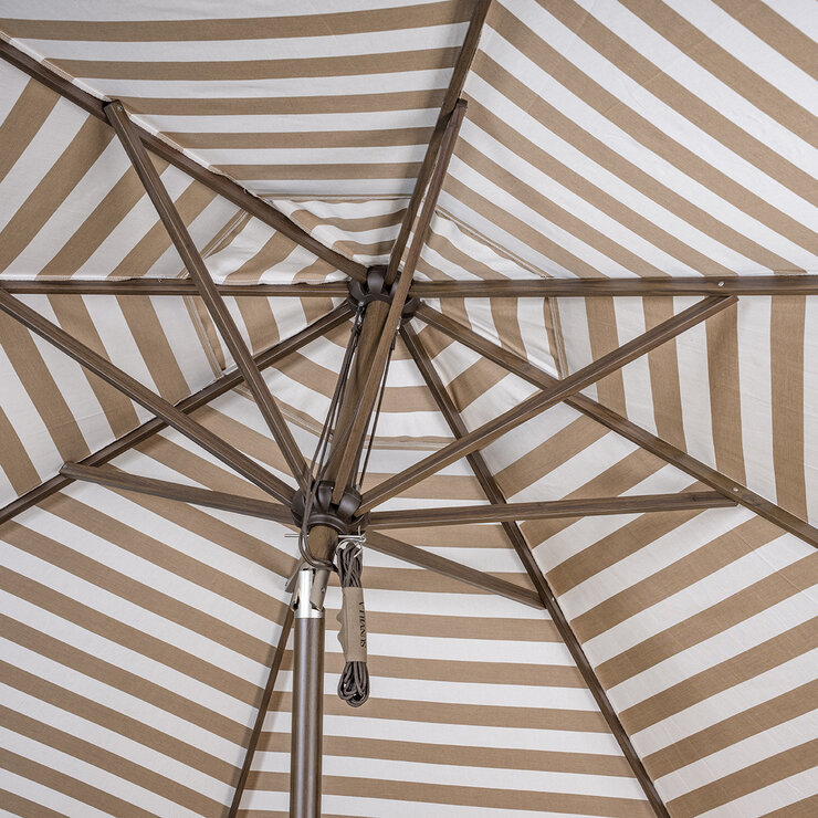 SunVilla, Sombrilla Cabana Redonda de Rayas con Poste Recto de 3.3m, Color Beige SunVilla, Sombrilla Cabana Redonda de Rayas con Poste Recto de 3.3m, Color Beige