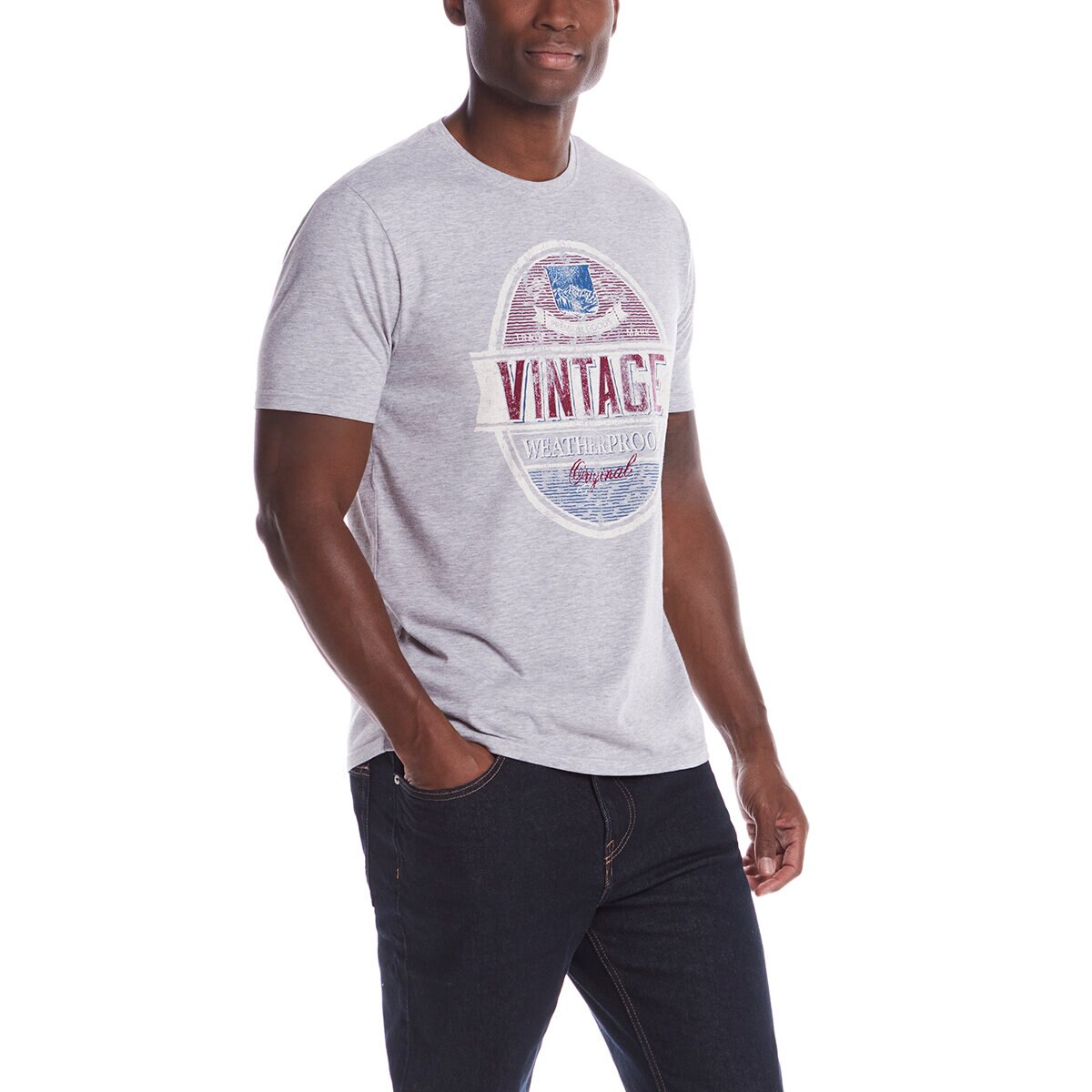 Weatherproof Vintage Playera para Caballero Gris Mediana