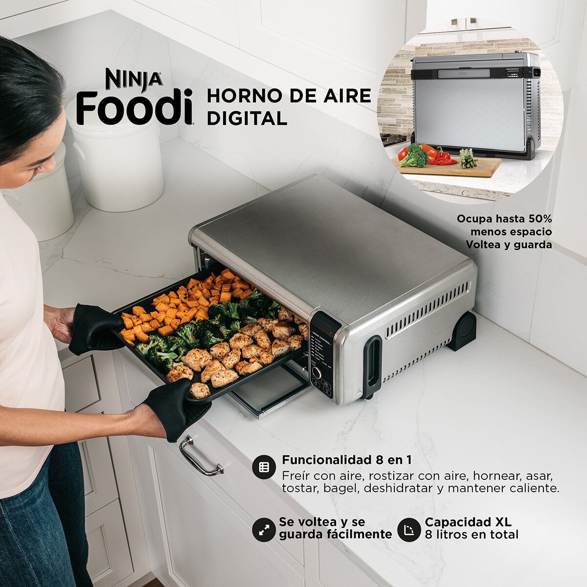Ninja, Horno de Aire Flip-Away 8 en 1