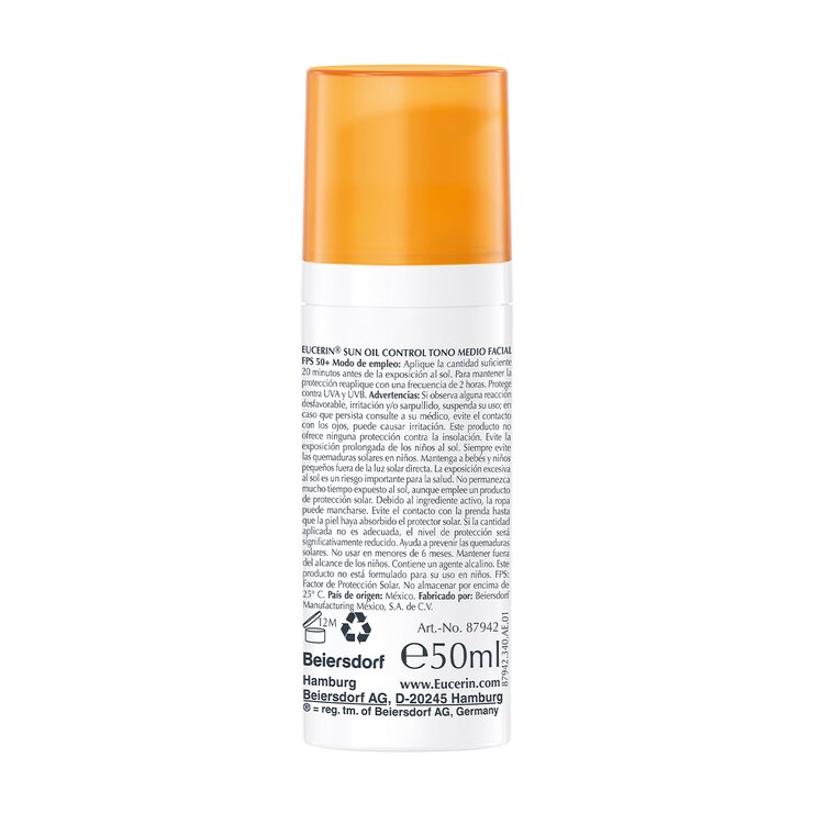 Eucerin Protector Solar FPS 50+ Oil Control Tono Medio 50 ml