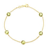 Pulsera de Peridoto, Oro de 14K Pulsera de Peridoto, Oro de 14K