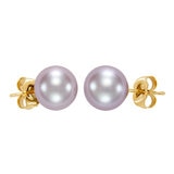 Aretes de Perlas Cultivadas, 7-7.5mm, Oro de 14K