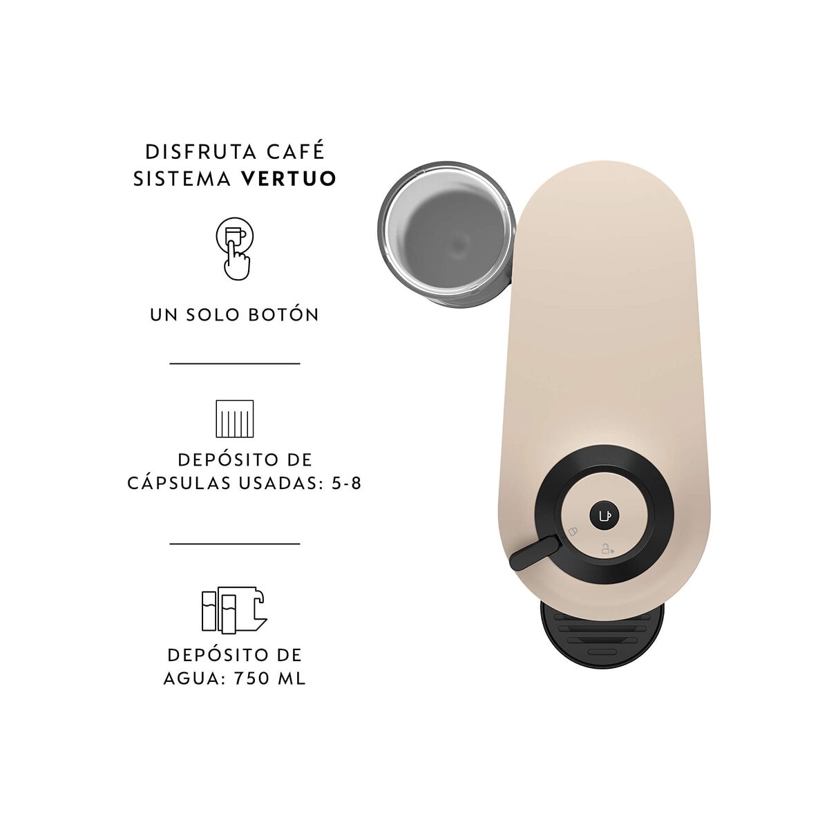 Nespresso Cafetera, Onpack Vertuo Pop Beige