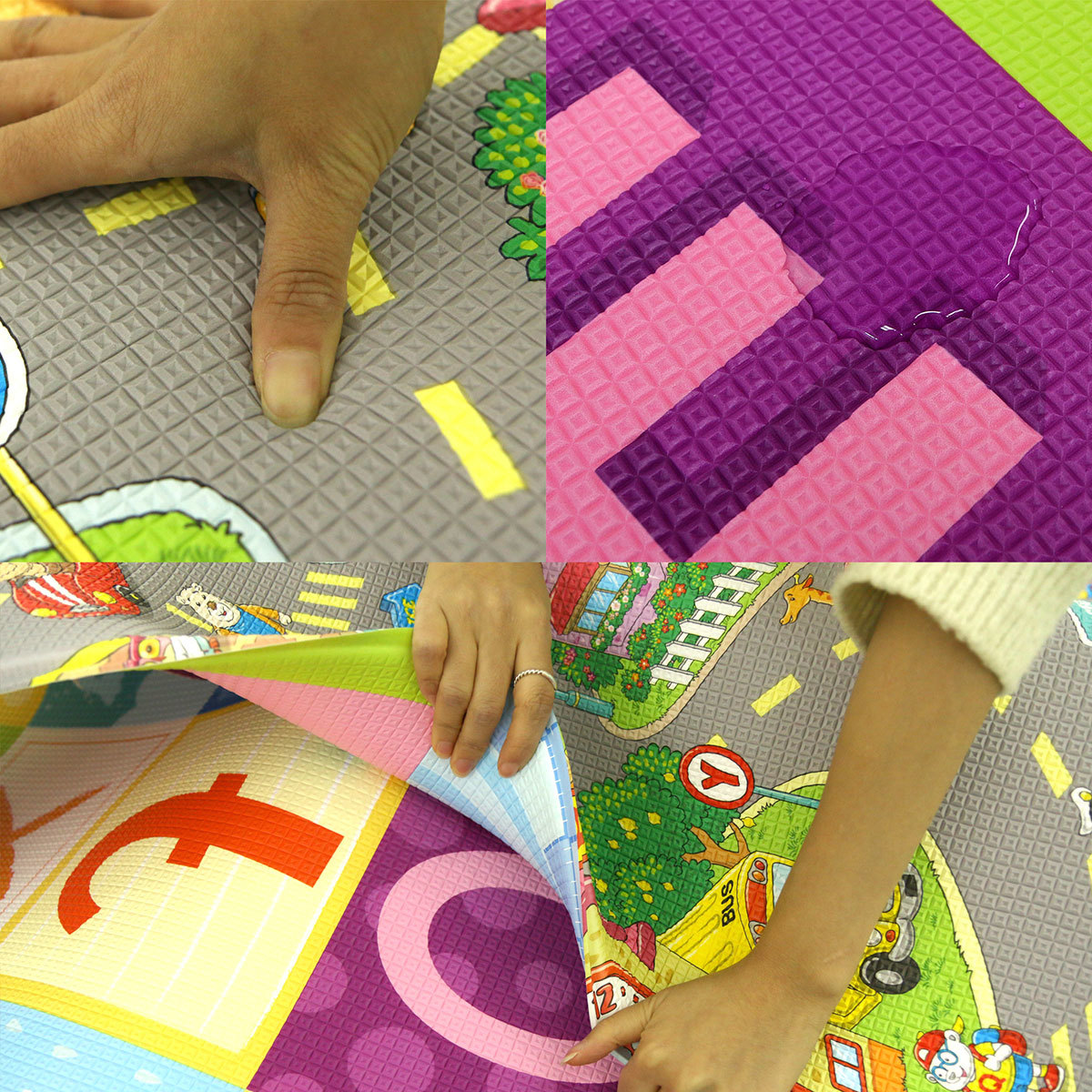 Alfombra de juegos reversible, Baby Care versión Pueblo zoológico Costco México