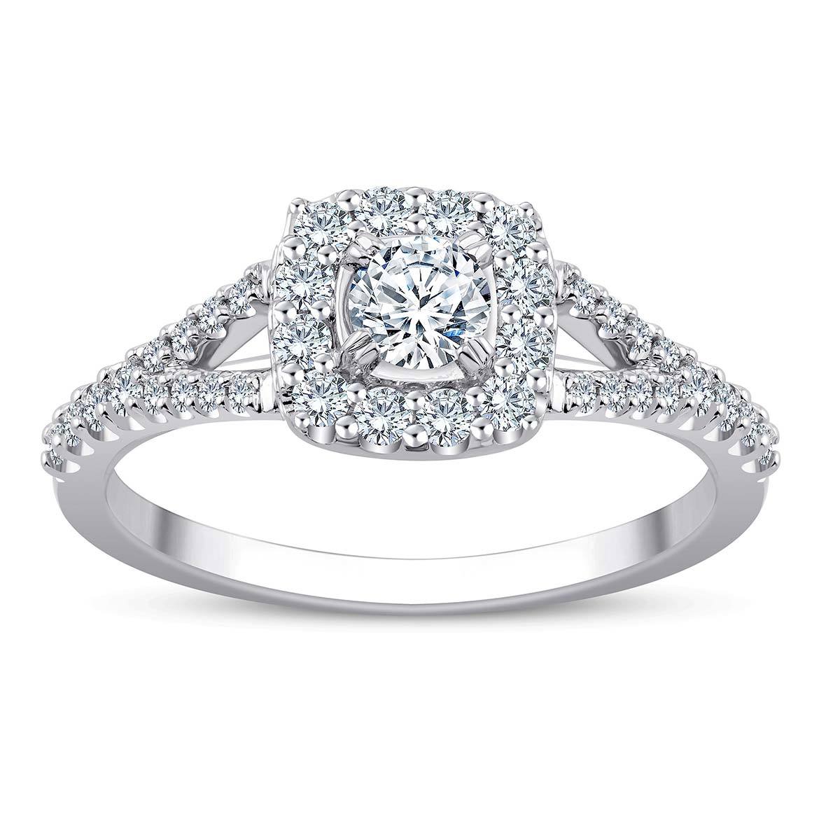 Anillo, 0.60ctw Diamantes, Oro Blanco 14kt