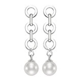 Aretes de Perlas Cultivadas, Oro Blanco de 14K