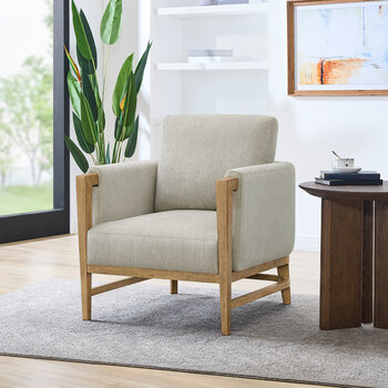 Thomasville, Sillón de Tela con Detalles de Madera