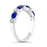 Anillo de Zafiro Azul y Diamantes 0.25ctw, Oro Blanco de 14K