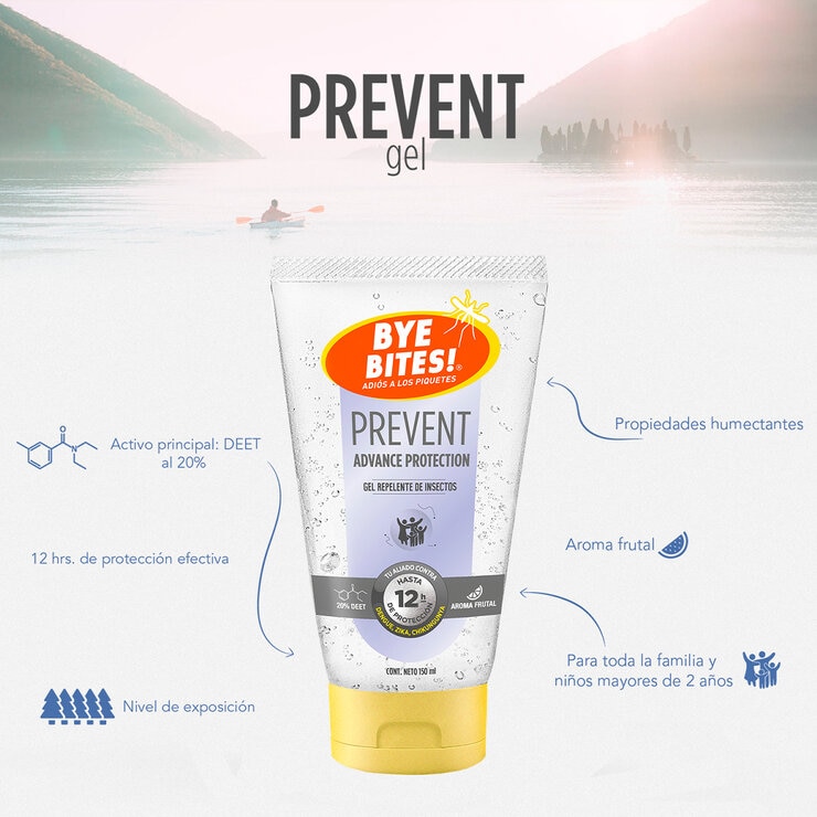 Bye Bites Natural Repelente de Insectos 2 pzas de 130 ml + Prevent en Gel Repelente de Insectos de 150 ml