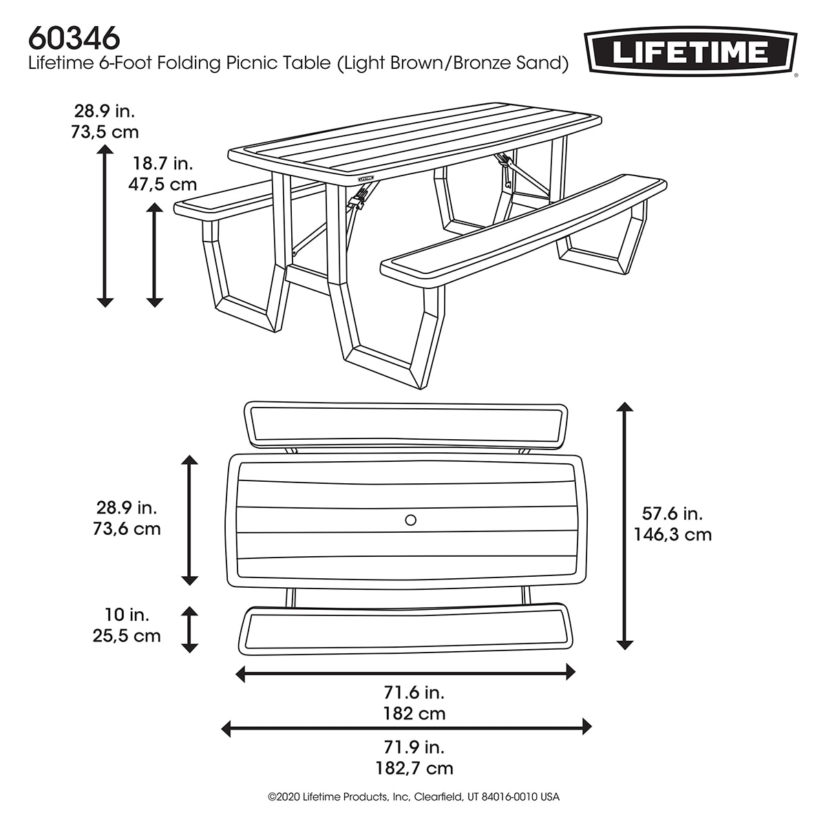 Lifetime, Mesa Plegable para Picnic