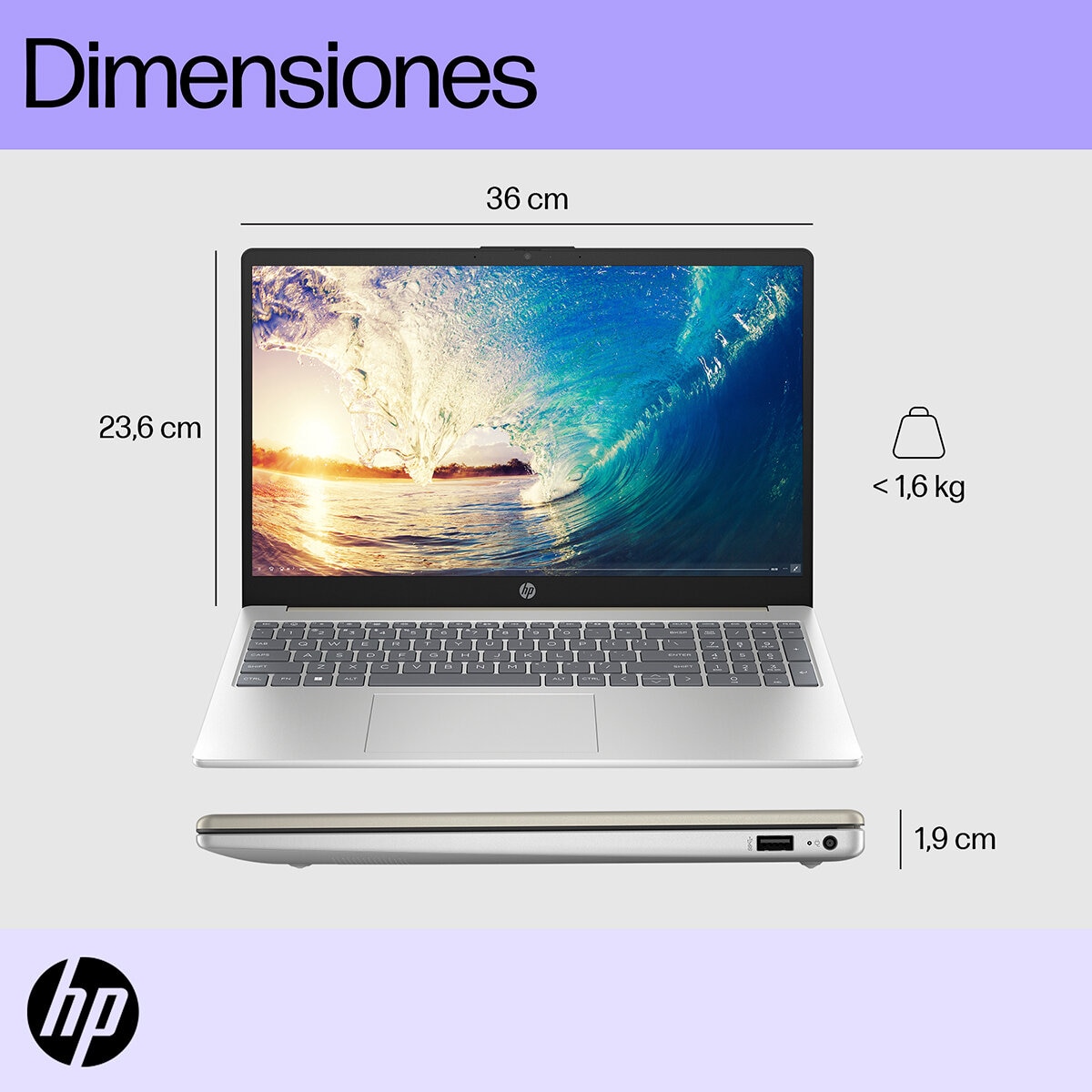 HP 15-fd0151la Laptop 15.6" Full HD Táctil Intel Core i5 8GB 512GB SSD + 12 Meses M365 Personal