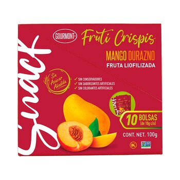 Fruti Crispis Fruta Liofilizada Sabor Mango Durazno 10 pzas de 10 g