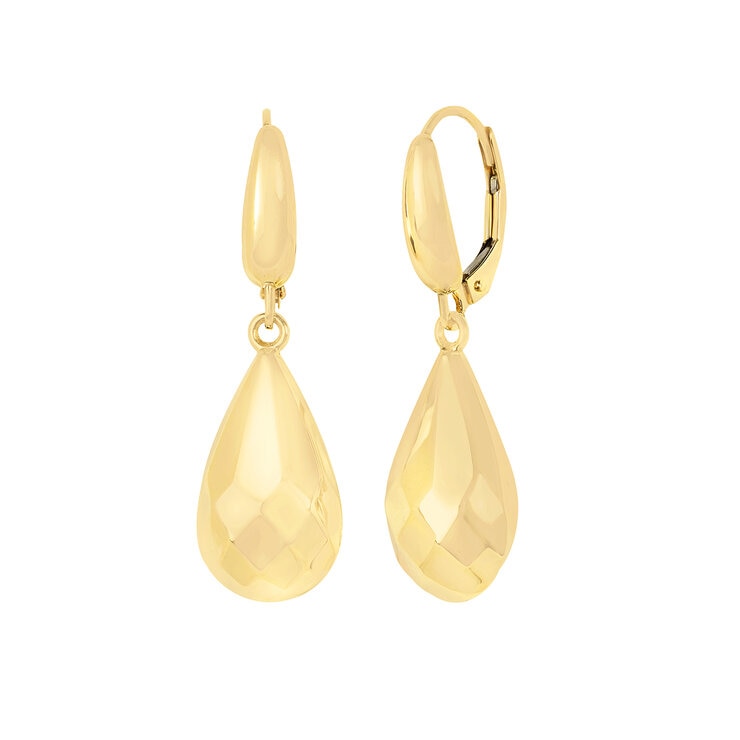 Aretes de Gota de Agua, Oro Amarillo 14K
