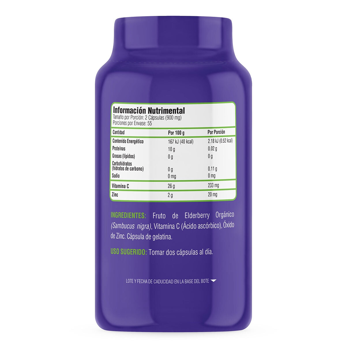 Greenside Sambucus Elderberry Vitamina C y Zinc 110 Cápsulas