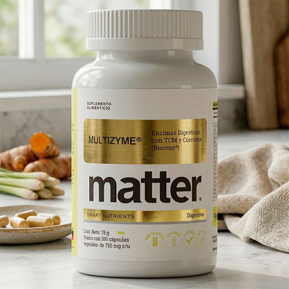 Matter Multizyme Enzimas Digestivas con TCM y Cúrcuma (Biocore) 2 Frascos de 100 Cápsulas c/u Matter Multizyme Enzimas Digestivas con TCM y Cúrcuma (Biocore) 2 Frascos de 100 Cápsulas c/u