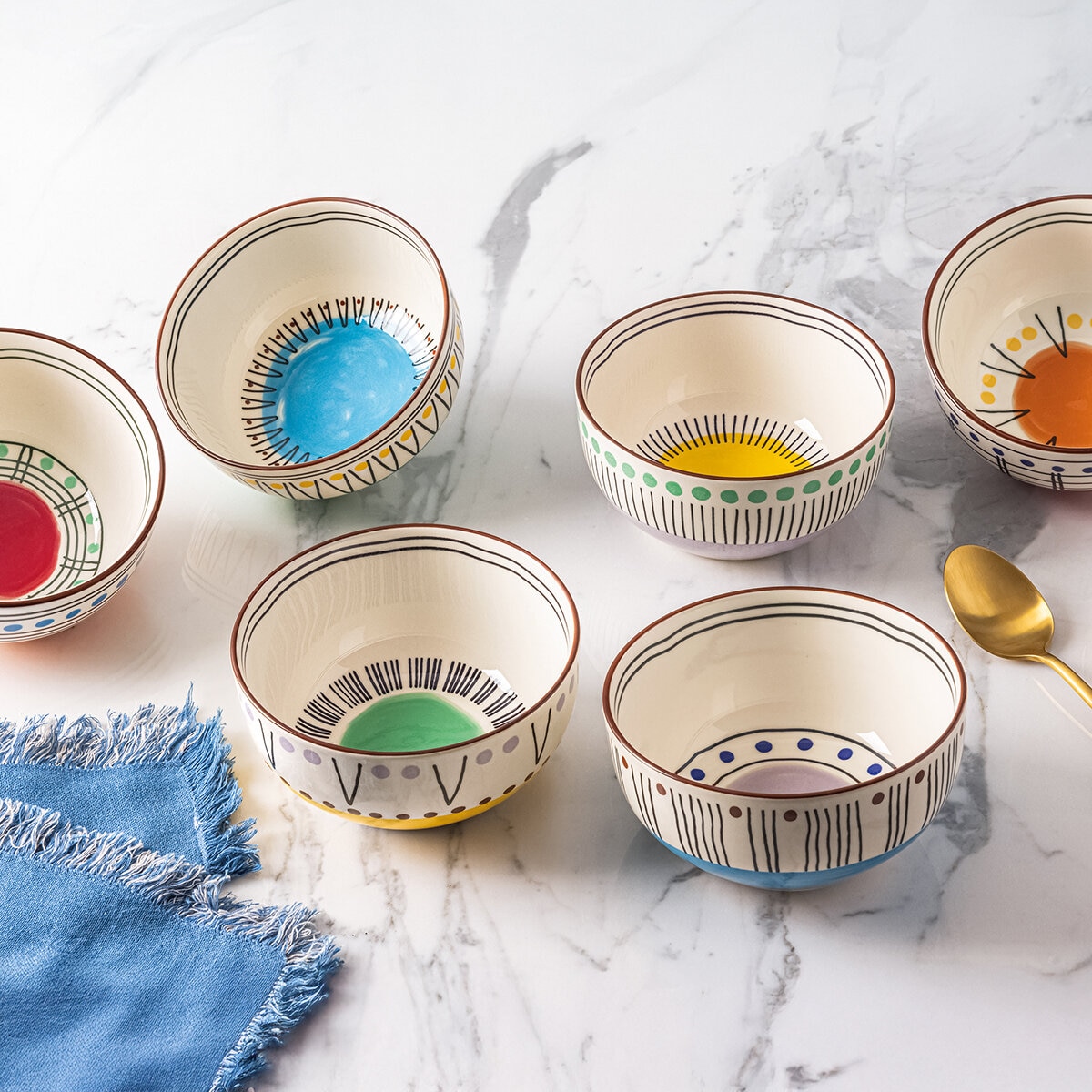 Over & Back 6 Platos Hondos de Cerámica