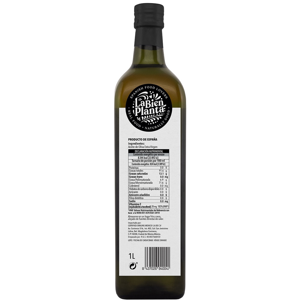 La Bien Planta Aceite De Oliva Extra Virgen 1L