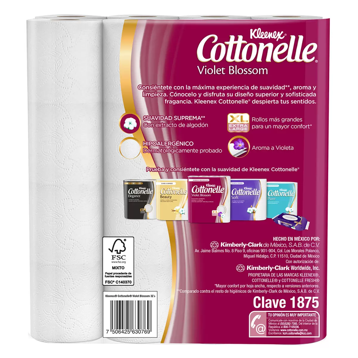 Kleenex Cottonelle Violet Blossom Papel Higiénico 32 pzas