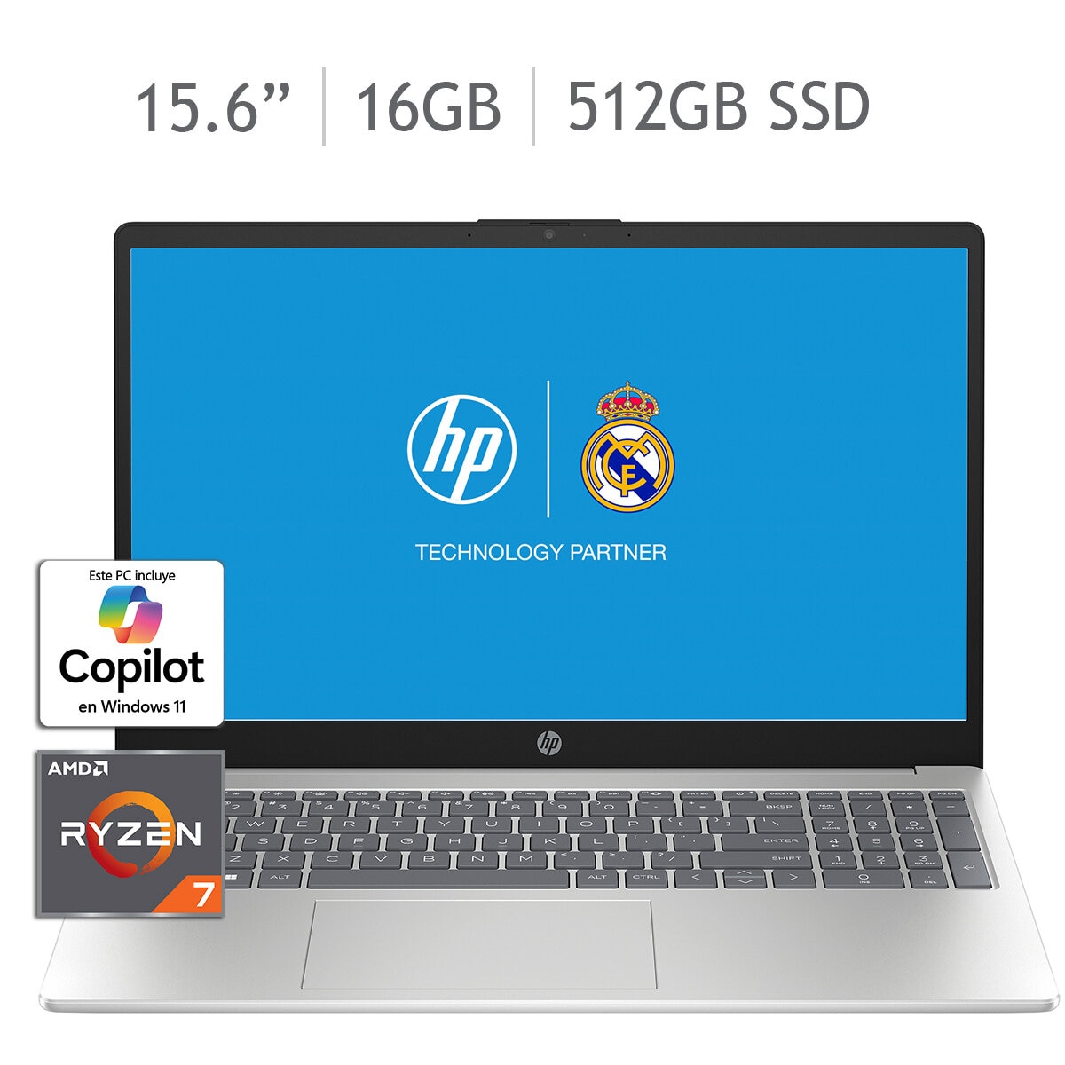 HP 15-fc0080la Laptop 15.6" Full HD AMD Ryzen 7 16GB 512GB + 12 Meses M365 Personal