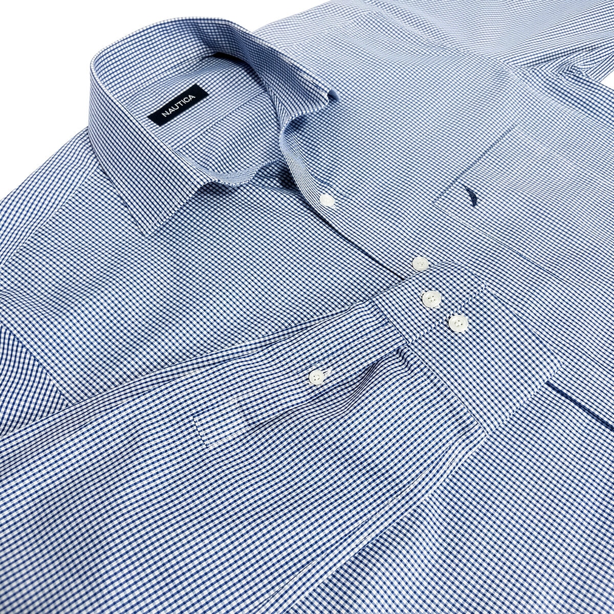Nautica Camisa para Caballero Azul Cuello 15.5 Manga 32/33