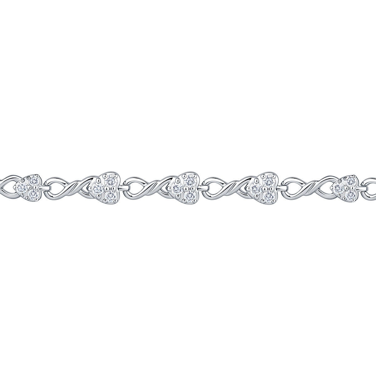 0.90ctw, Pulsera de Diamantes, 17.78cm, Corte Redondo, Oro Blanco 14K