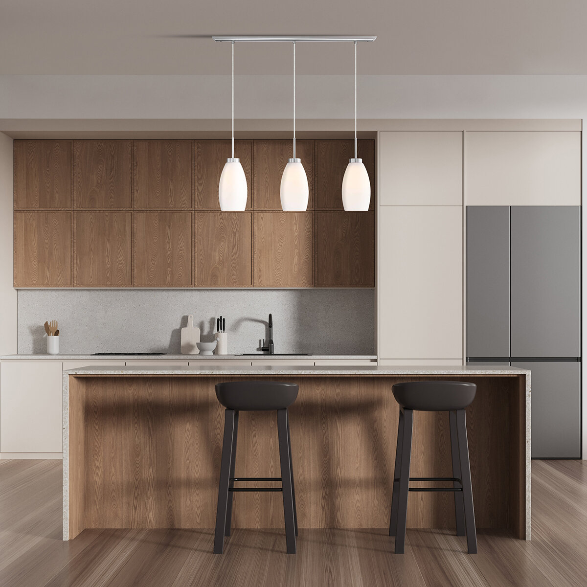 Estevez, Lámpara Colgante de 3 Focos, Modelo Sevilla, Color Níquel