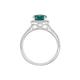 Anillo de Esmeralda Creada con Diamantes, 0.33ctw, Oro Blanco 14K