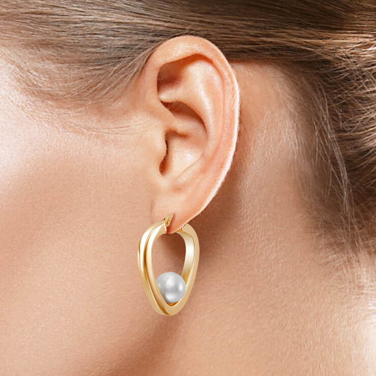 Arracadas de Perlas Cultivadas 8-8.5mm, Oro Amarillo de 14K