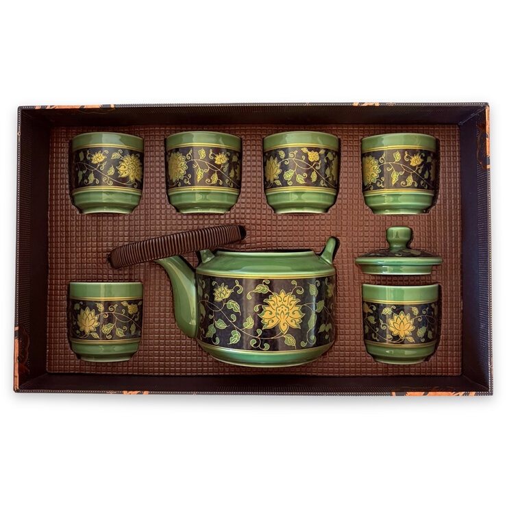 Zoma Tea Collection Juego de Tetera de Porcelana de 750 ml con 6 tazas y 2 sobres de té
