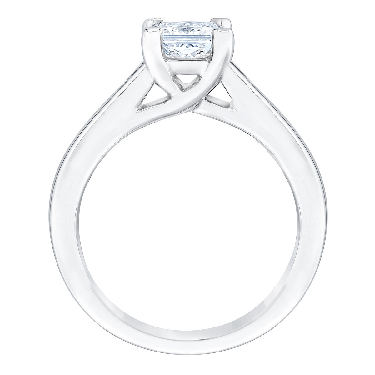 Anillo, 1.0ct Diamante Solitario, Corte Princesa, Platino
