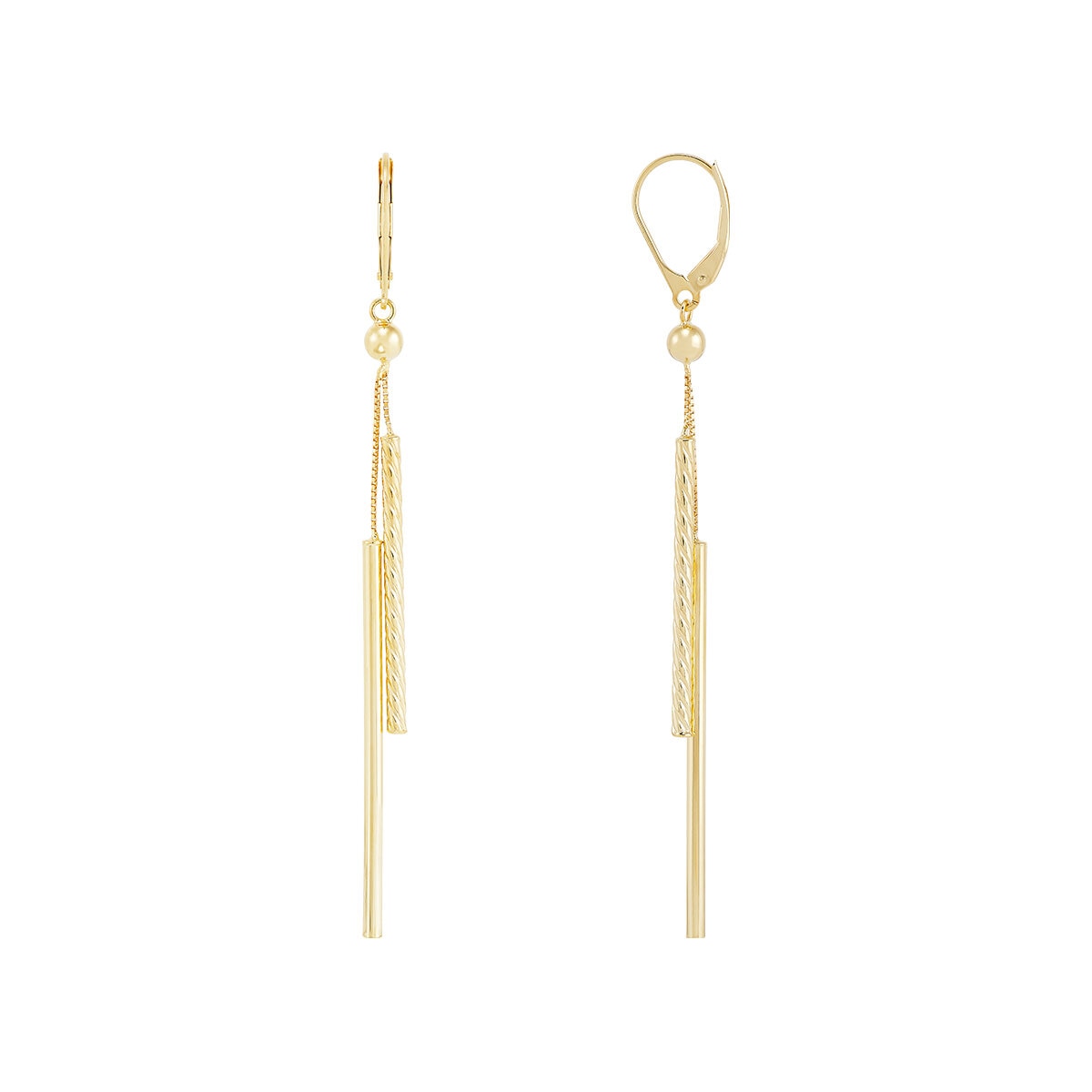 Aretes de Barra Colgantes, de Oro Amarillo de 14K