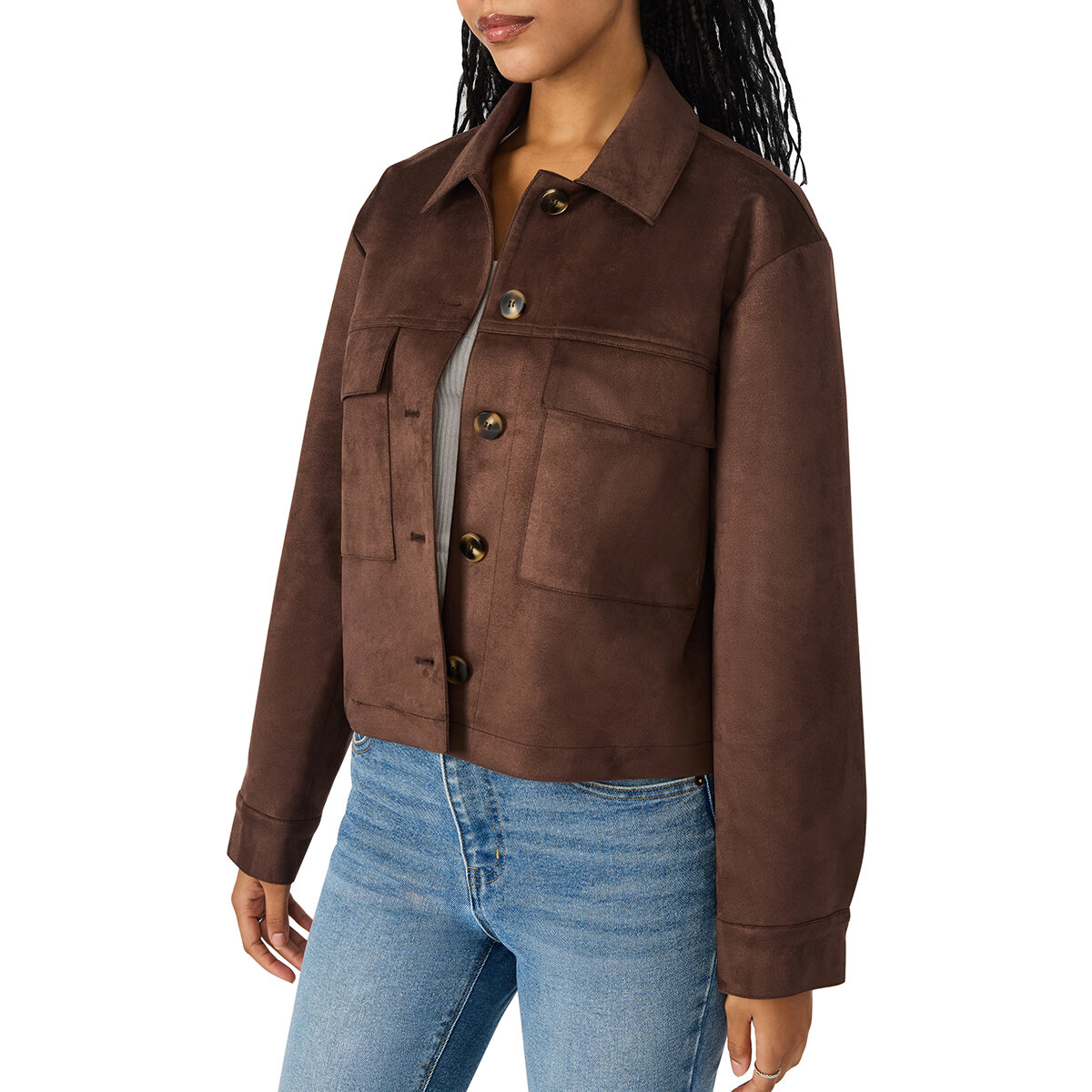 Steve Madden Chamarra tipo gamuza para Dama Café Mediana Steve Madden Chamarra tipo gamuza para Dama Café Mediana