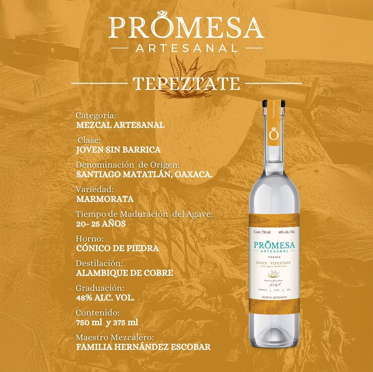 Mezcal Promesa Joven Tepeztate 750ml