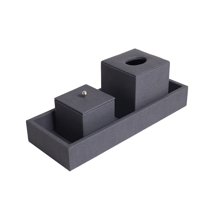 BHOME, Juego de Baño de Vinipiel, 3 Piezas, Color Gris
