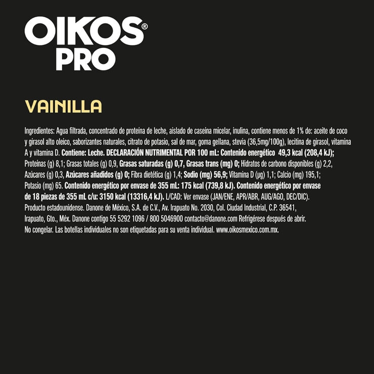 Oikos Bebida con 30 g de Proteína 18 pzas de 355 ml