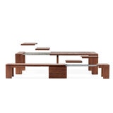 Transformer Table, Set de Comedor Expandible, Capacidad de hasta 12 Personas, 100% Madera, Color Cereza
