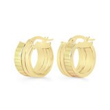 Aretes, Triple Fila, Oro Amarillo 14K