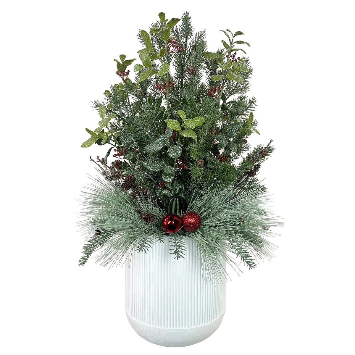 Topiario Festivo con Luces Led, Modelo Maceta Blanca Topiario Festivo con Luces Led, Modelo Maceta Blanca