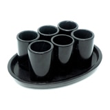 Luhom, Set de Tequileros y Base de Mármol 6 Piezas , Negro