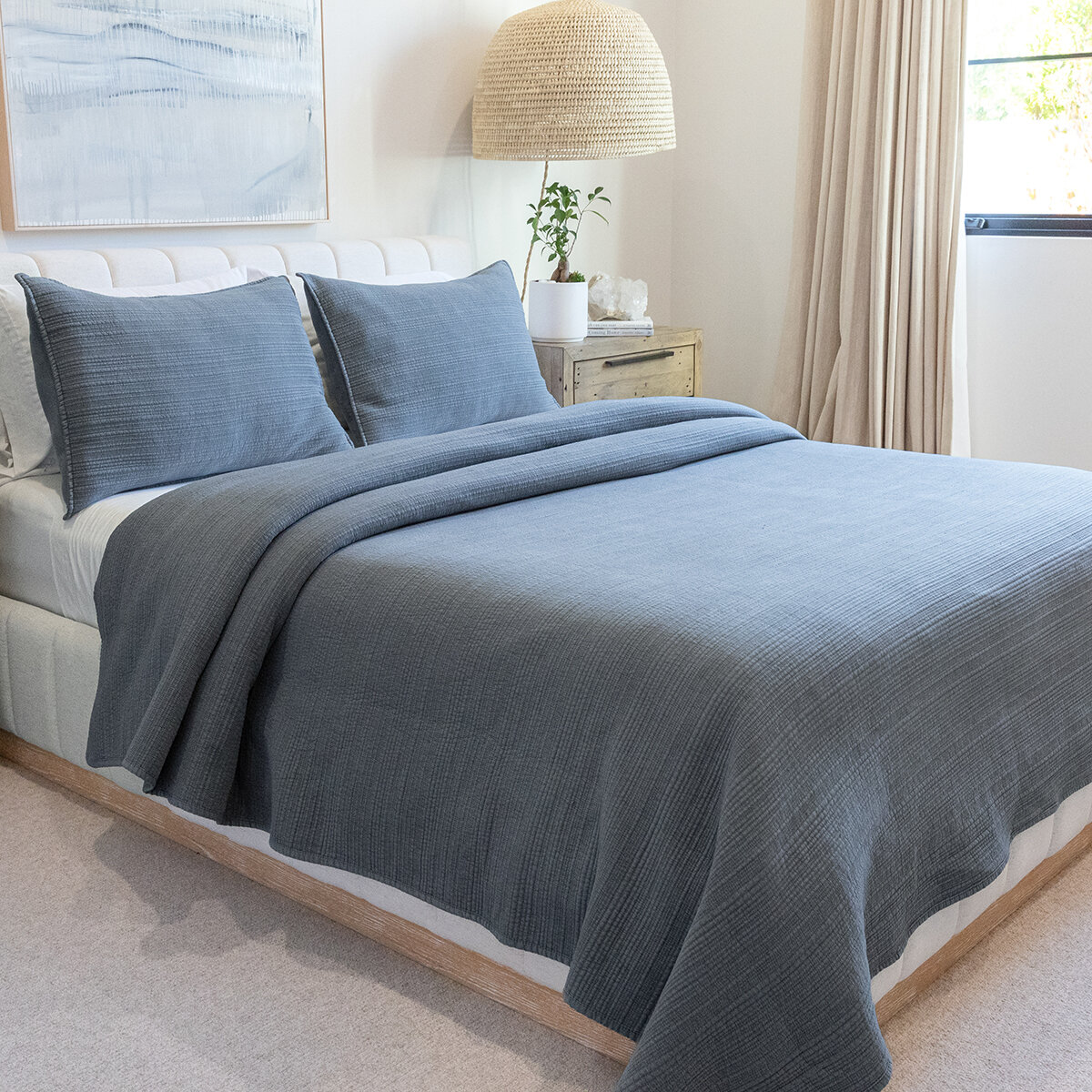 Jennifer Adams  Juego de Cama Tamaño King 3 piezas  azul