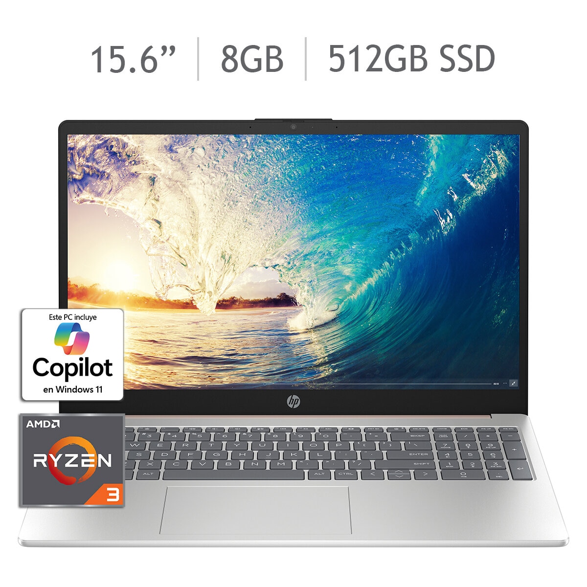 HP 15-fc0068la Laptop 15.6" Full HD AMD Ryzen 3 8GB 512GB SSD