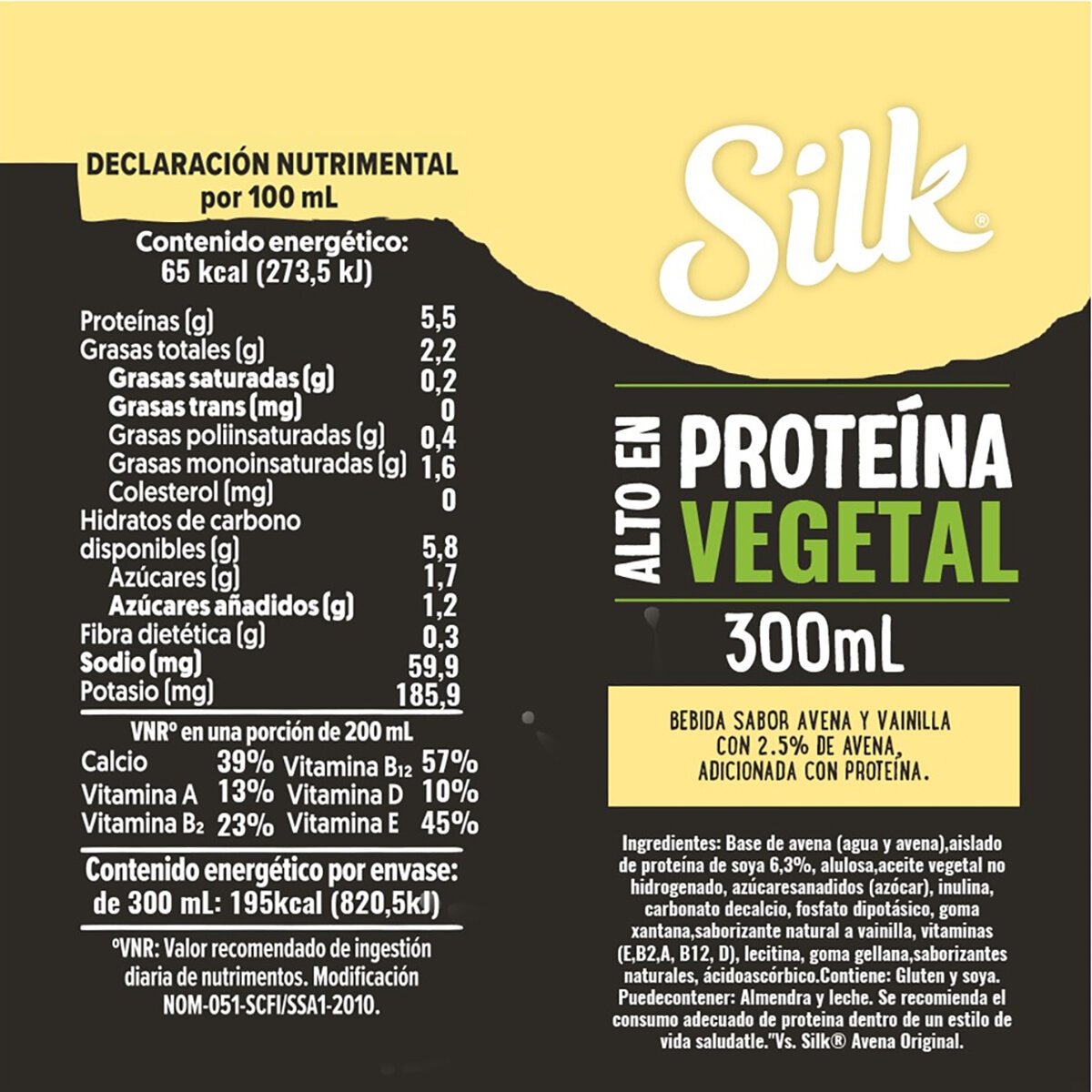 Silk Bebida con Proteína Sabor Avena y Vainilla 12/300 ml