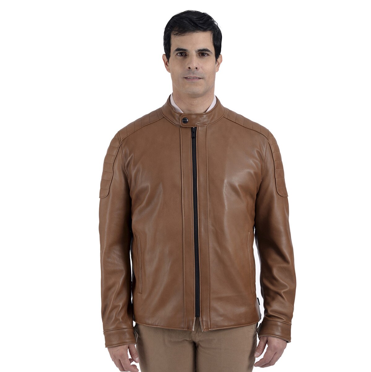 Perry Ellis, Chamarra de Piel de Vestir, Cuello Mao para Caballero