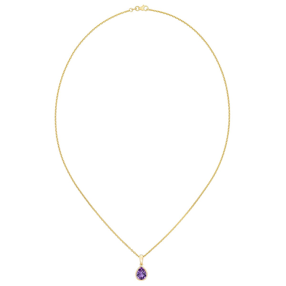 Collar de Gota, Amatista Morada, Oro 14k