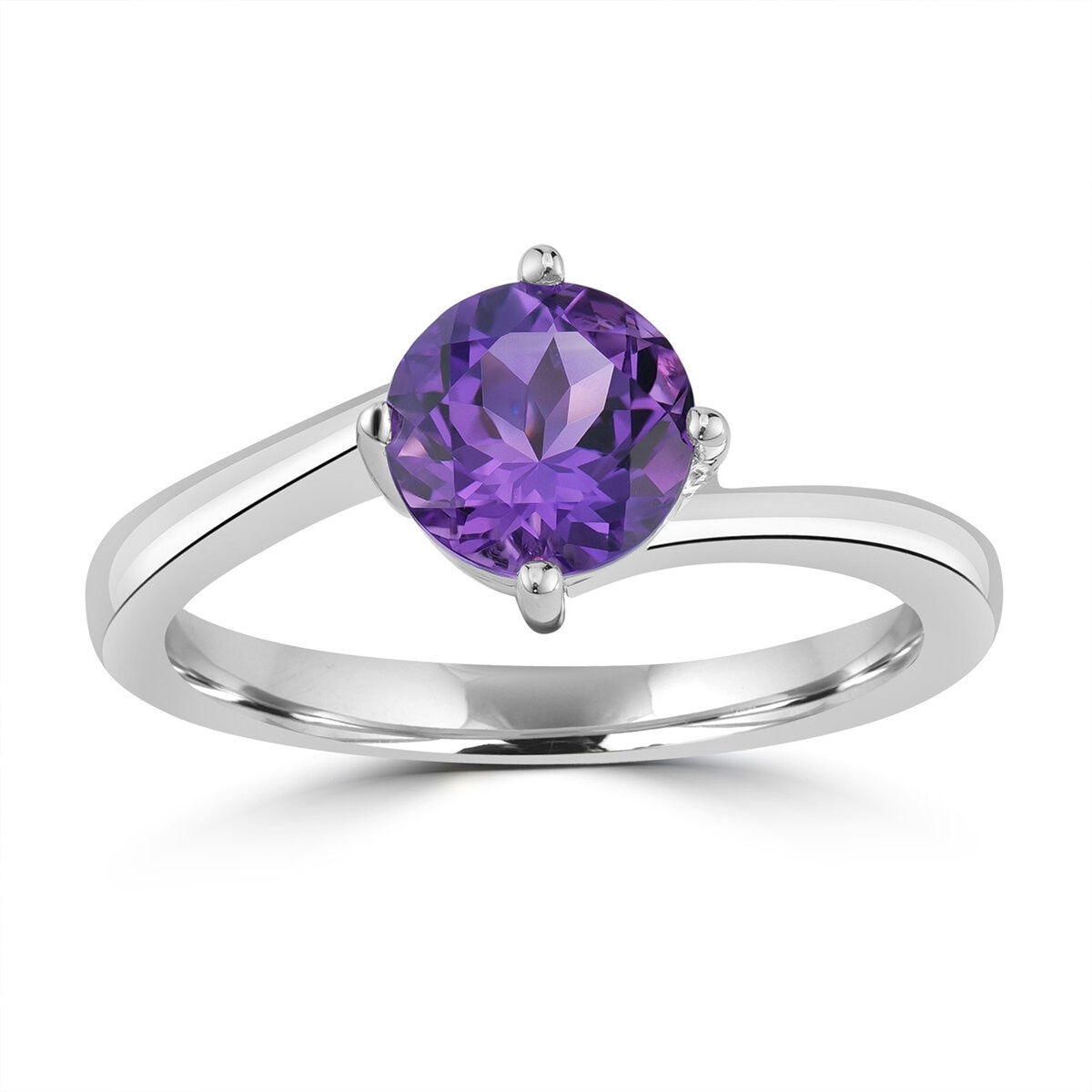 Anillo de Amatista, Oro Blanco de 14K