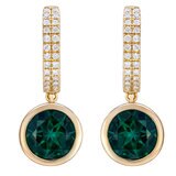Aretes de Esmeralda Creada con Diamantes 0.19ctw, Oro Amarillo de 14K Aretes de Esmeralda Creada con Diamantes 0.19ctw, Oro Amarillo de 14K