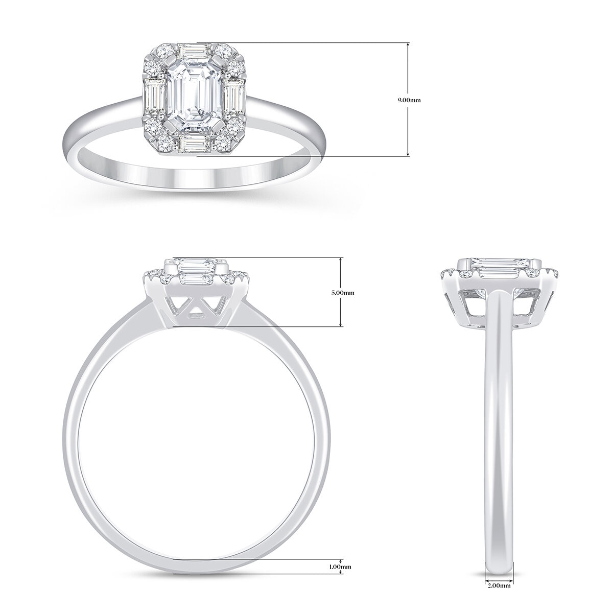 Anillo de Compromiso, Diamantes 0.85ctw, Oro Blanco de 14K