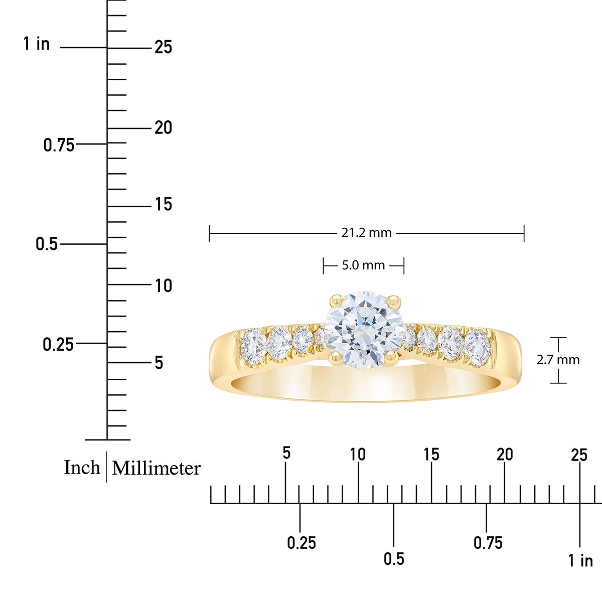 Anillo. Diamantes 0.75 CTW, Oro Amarillo 14K